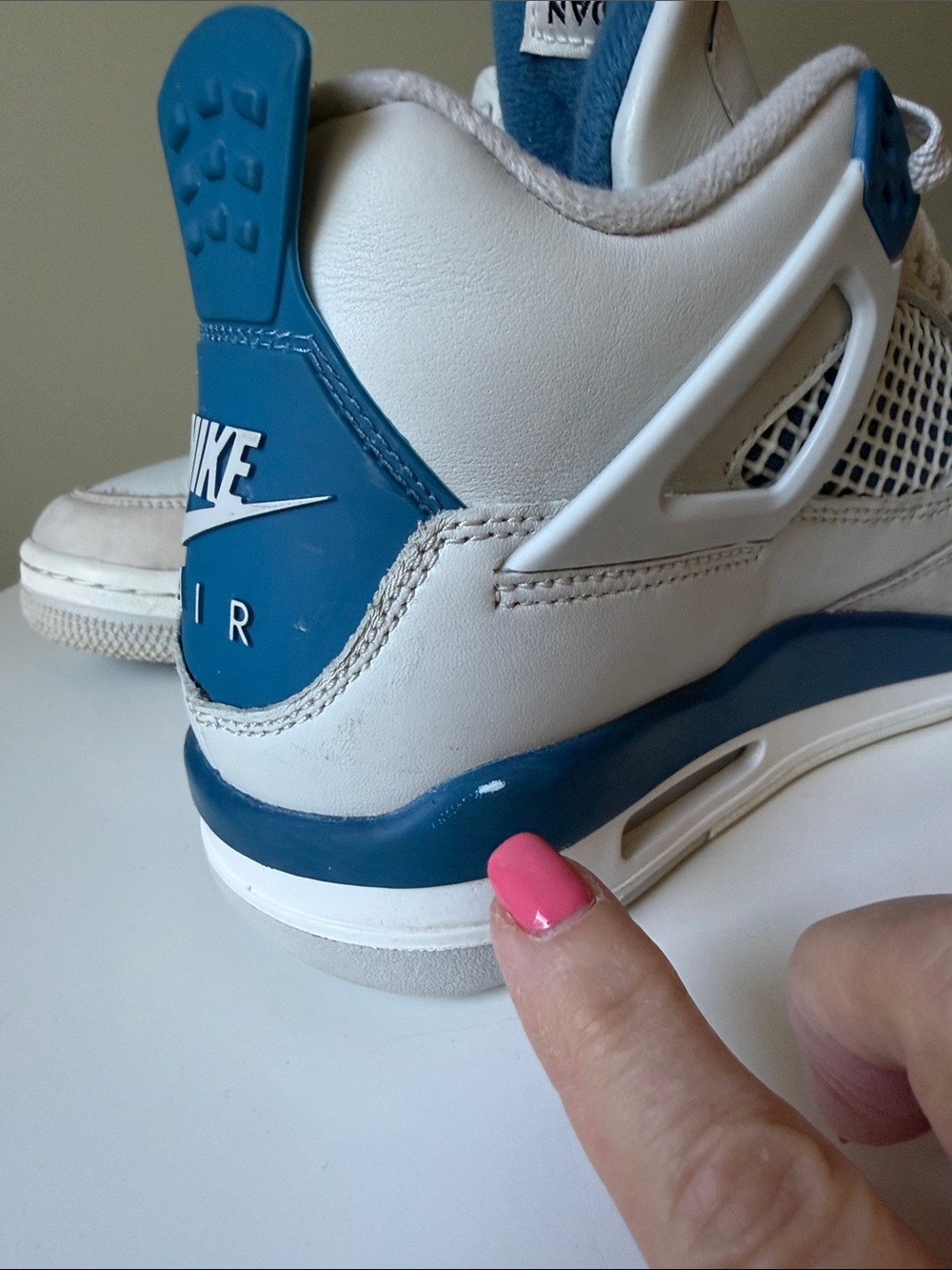 Nike Air Jordan 4 Retro Military Blue GS White Blue Sneakers Size6.5Y HF4281-141 - Picture 14 of 14